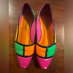 Vintage 1980s Women's Color Block PIATTA  Fun Colorful  Flats Size 6B